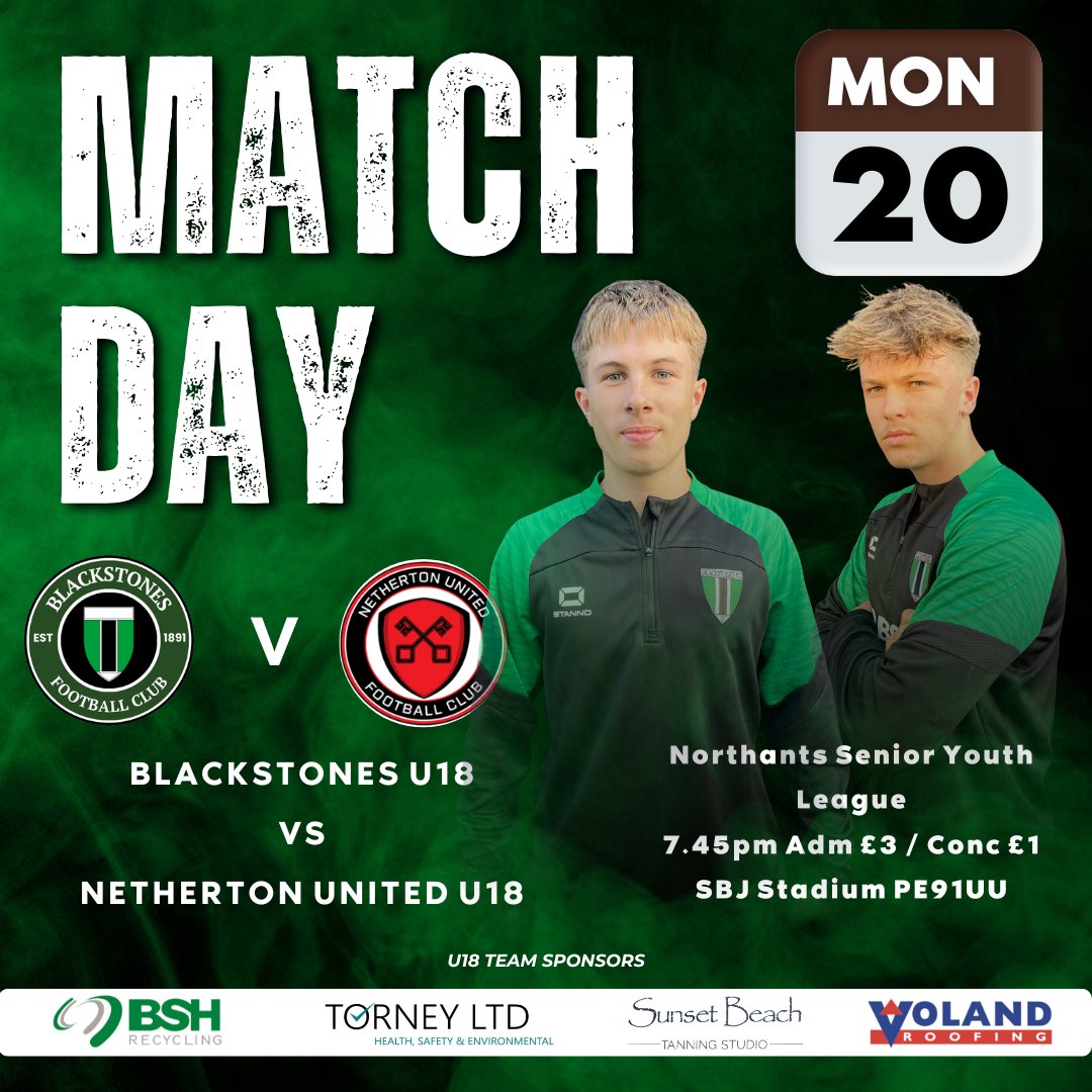 Blackstones FC (@blackstonesfc) on Twitter photo Our U18s welcome league leaders <a href="/NethertonUtdFC/">Netherton United FC</a> to the SBJ this evening with our lads looking to continue their positive start to the season.
Come down for a night under the lights.
<a href="/RutStamSound/">Rutland & Stamford Sound</a> <a href="/LincsOLSport/">James Bedford - Lincs Online Sport</a> <a href="/NonLeague16/">Pboro Grassroots</a>
#grassrootsfootball Our U18s welcome league leaders <a href="/NethertonUtdFC/">Netherton United FC</a> to the SBJ this evening with our lads looking to continue their positive start to the season.
Come down for a night under the lights.
<a href="/RutStamSound/">Rutland & Stamford Sound</a> <a href="/LincsOLSport/">James Bedford - Lincs Online Sport</a> <a href="/NonLeague16/">Pboro Grassroots</a>
#grassrootsfootball
