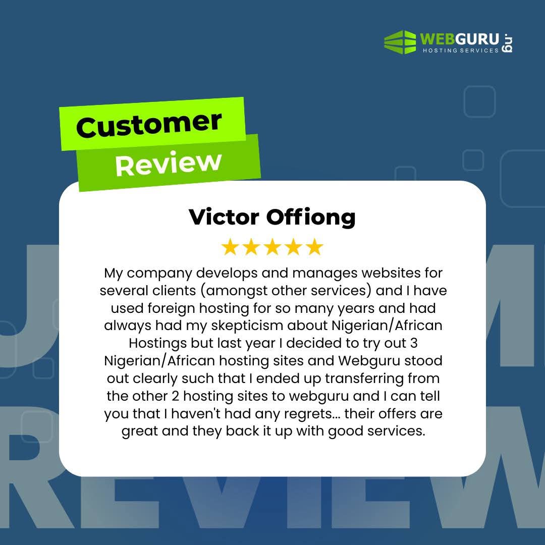 webgurung's tweet image. &quot;From skepticism to satisfaction — Webguru proved that Nigerian hosting can be world-class! 💪🌍 #Webguru #CustomerReview #TrustedHosting&quot;
#webguru #hostwebguru #hostwithwebguru #webgurudomains #webgurucare