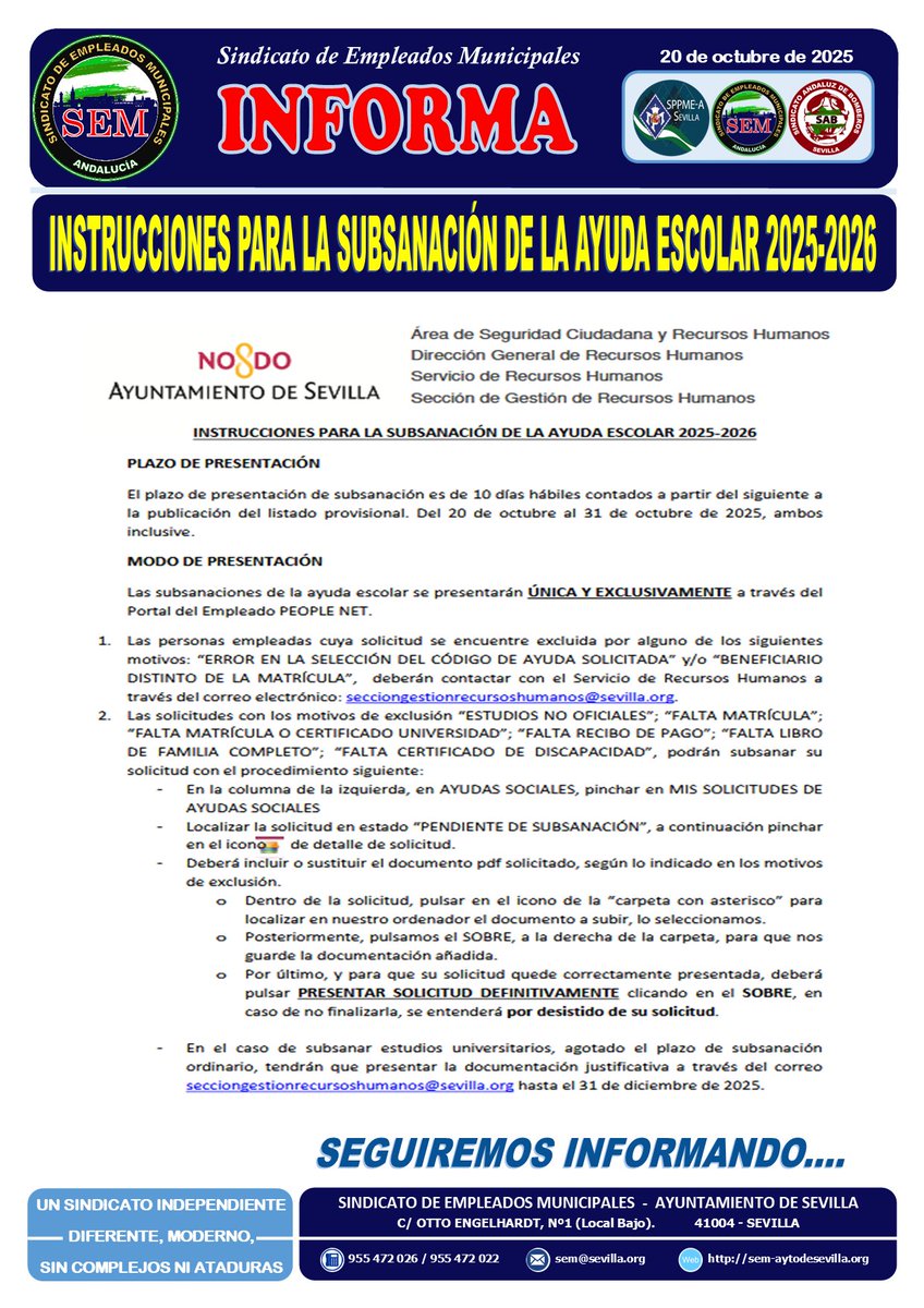INSTRUCCIONES PARA LA SUBSANACIÓN AYUDA ESCOLAR 2025/26