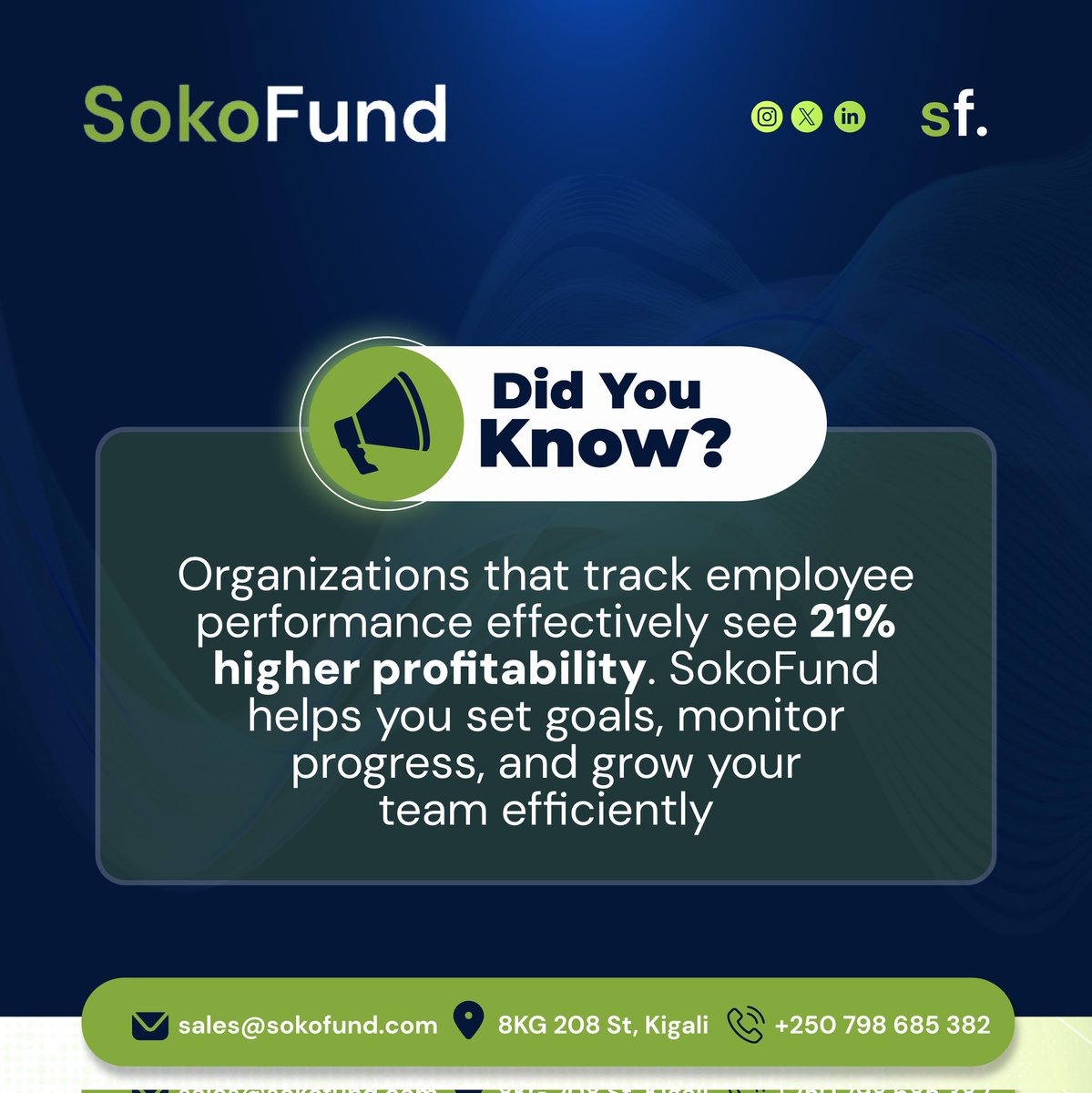 SokoFund_'s tweet image. (1) ✨ Did You Know?✨
When you track employee performance effectively, your business can achieve up to 21% higher profitability — that’s the power of data-driven HR! 🚀

With @SokoFund_, you don’t just manage your team — you empower it. 
#PayrollSolutions
