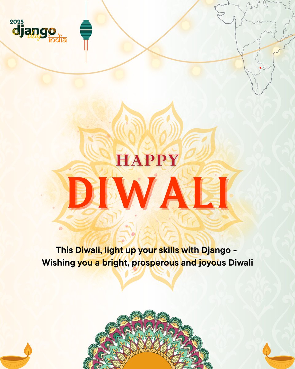 djangoindiaa's tweet image. ✨ Let your code shine as bright as the diyas this Diwali!
Wishing you a joyful, prosperous, and illuminating festival of lights 💫🪔
#DjangoDayIndia #HappyDiwali #DjangoCommunity