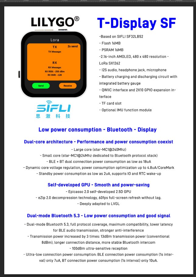 lilygo9's tweet image. The parameters of T-Display SF based on SF32LB52 are being compiled.