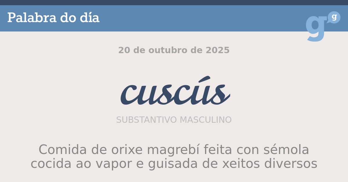 E se xantamos xuntos? Se vos apetece, claro. Convidamos a #cuscús. #palabradodía <a href="/narrativa_finXX/">Rosa Aneiros</a>
 - portaldaspalabras.gal/lexico/palabra…