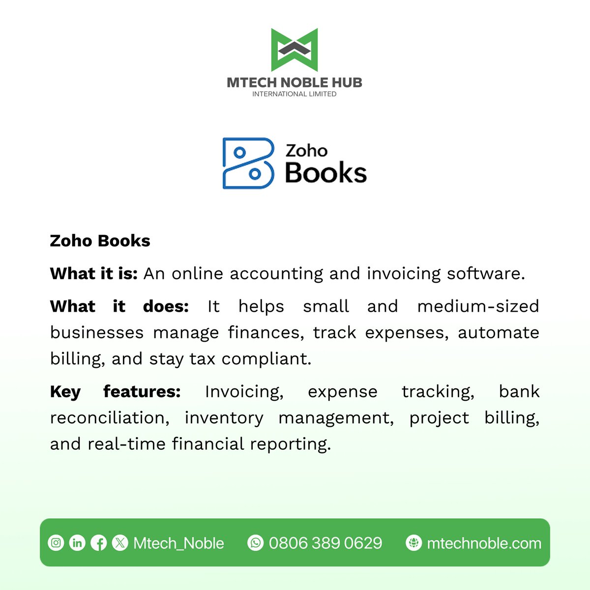 MtechNoble's tweet image. Keep finances clean &amp;amp; compliant with Zoho Books!

Effortless, transparent accounting aligned with halal values. 
Track income, automate invoicing &amp;amp; get real-time reports. 

Try FREE 30-day trial: zurl.co/jNQc3 

#ZohoBooks #HalalTech #AccountingMadeEasy #mtechnoblehub