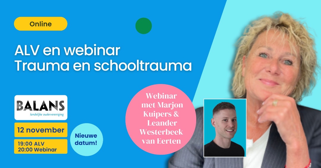 📅 ALV &amp; Webinar | Trauma en Schooltrauma
Op 12 november om 19.00 uur organiseert Balans de Algemene Ledenvergadering, gevolgd door een waardevol webinar over (school)trauma bij kinderen.
👉 Meld je aan: eventbrite.com/e/tickets-alv-…
#Schooltrauma #TraumaBijKinderen #Webinar #ALV