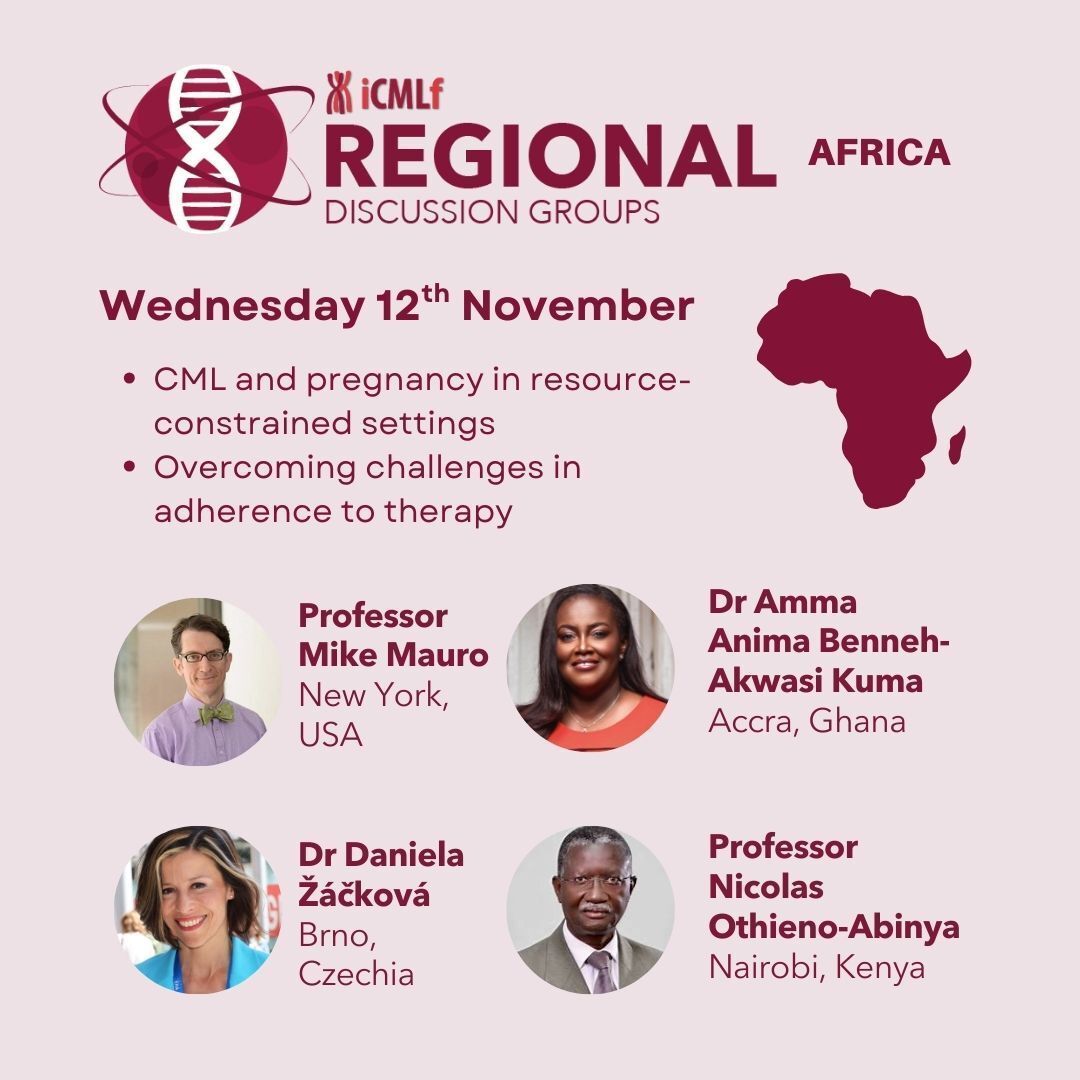 Our third and final African Discussion Group for 2025 is coming up. 

November 12th
✅ CML and pregnancy in resource-constrained settings
✅ Overcoming challenges in adherence to therapy
French interpretation available

Register now: buff.ly/bNF4kFP
