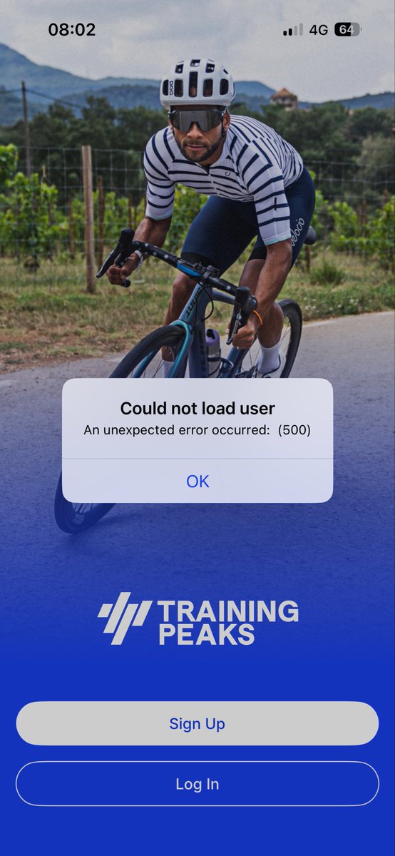 180113thomas's tweet photo. @TrainingPeaks hi there, been trying to login and coming up with this error. Any help is greatly appreciated https://t.co/YWwcAZi9BL