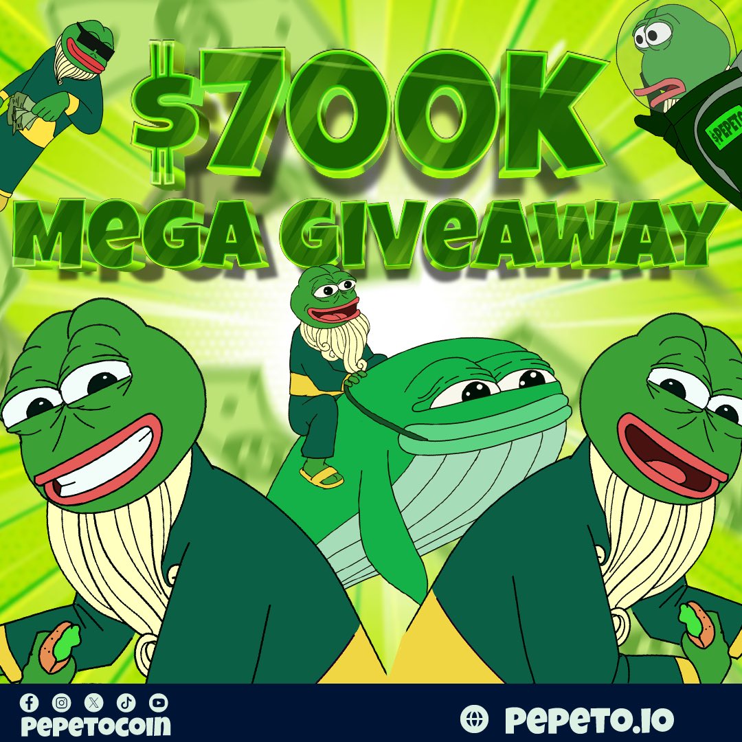 Pepetocoin's tweet image. 🎯 How to Participate
1. Join the Pepeto Presale:
Contribute a minimum of $100 via Pepeto.io.

2. Complete Giveaway Tasks:
Follow, repost, tag friends, and join Pepeto’s official communities.

3. Earn Bonus Entries:
The more actions you complete, the higher your…