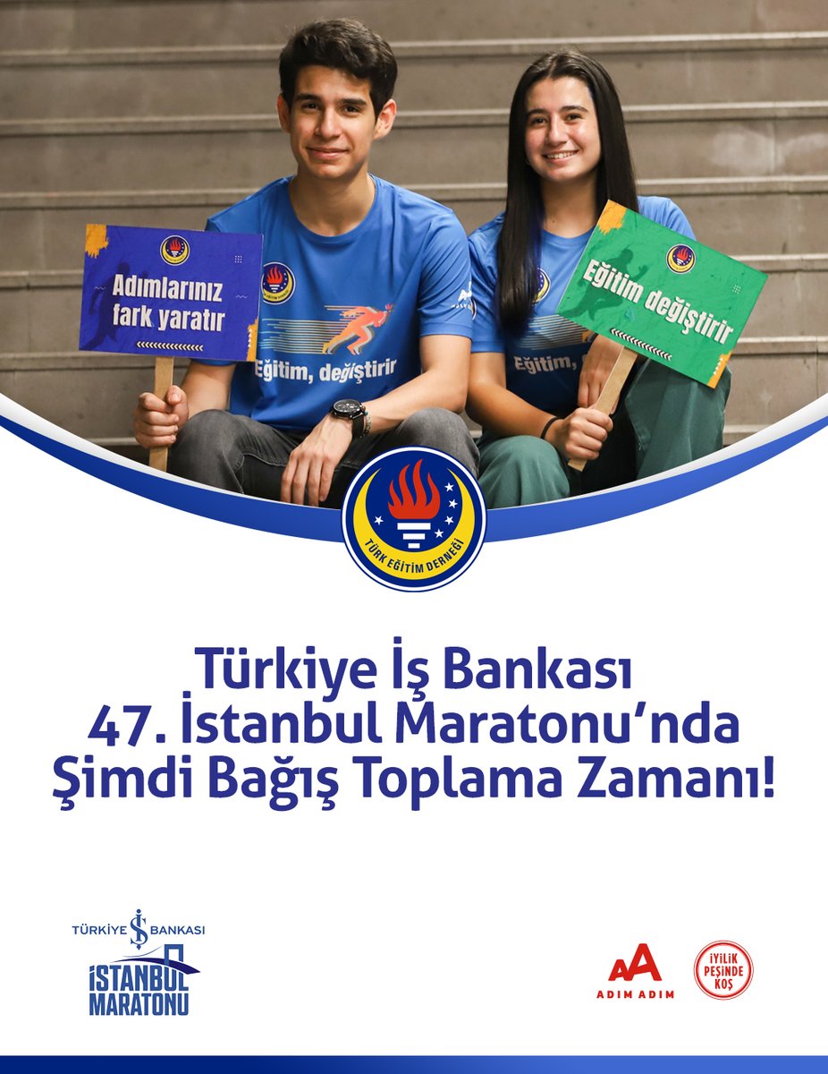Şimdi bağış toplama zamanı!
6 Şubat depremlerinde anne ya da babasını kaybeden öğrencilerimizin eğitimine destek olmak için maraton başladı.
Türk Eğitim Derneği olarak afet burslu öğrencilerimize nitelikli eğitim fırsatları sunuyoruz.
🎯 Türkiye İş Bankası 47. İstanbul