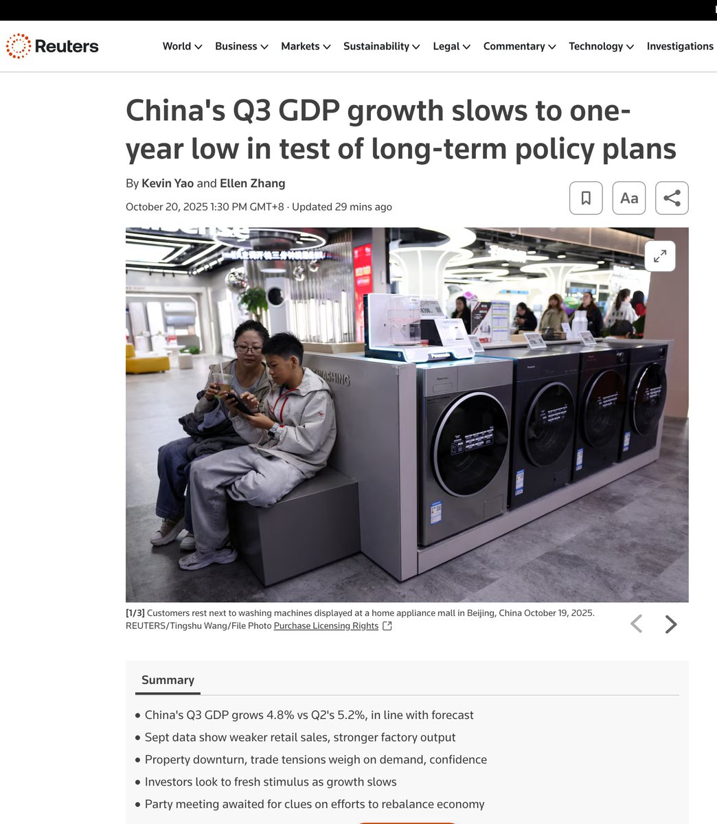 Western media still haven’t grasped it:
China’s goal is no longer growth at all costs, it’s balance after success.

No economy that has lifted 800 million people out of poverty can or should chase 10% forever.
At some point, the question shifts from how fast we grow to what kind