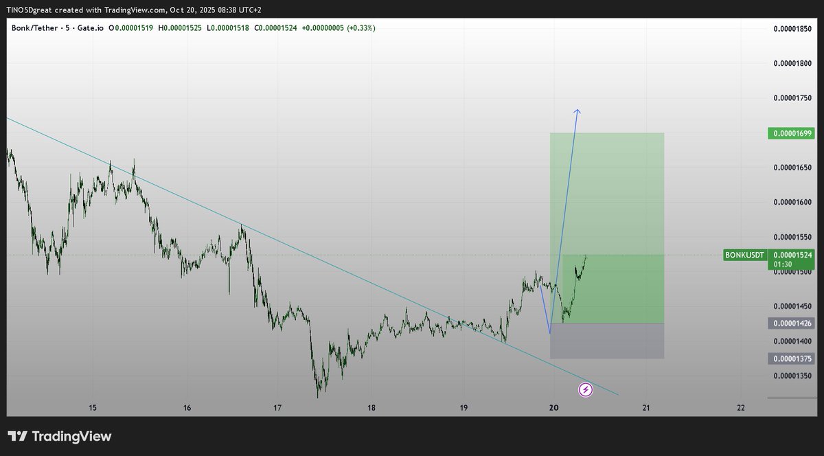 🦖🦖🦖

Do you think $BONK will hit my TP? 

It’s  a blessed week! If it heats TP, I’m giving a complete breakdown of what made me go for a buy. 

#forex #trading #TradingTips #Crypto #TradingView