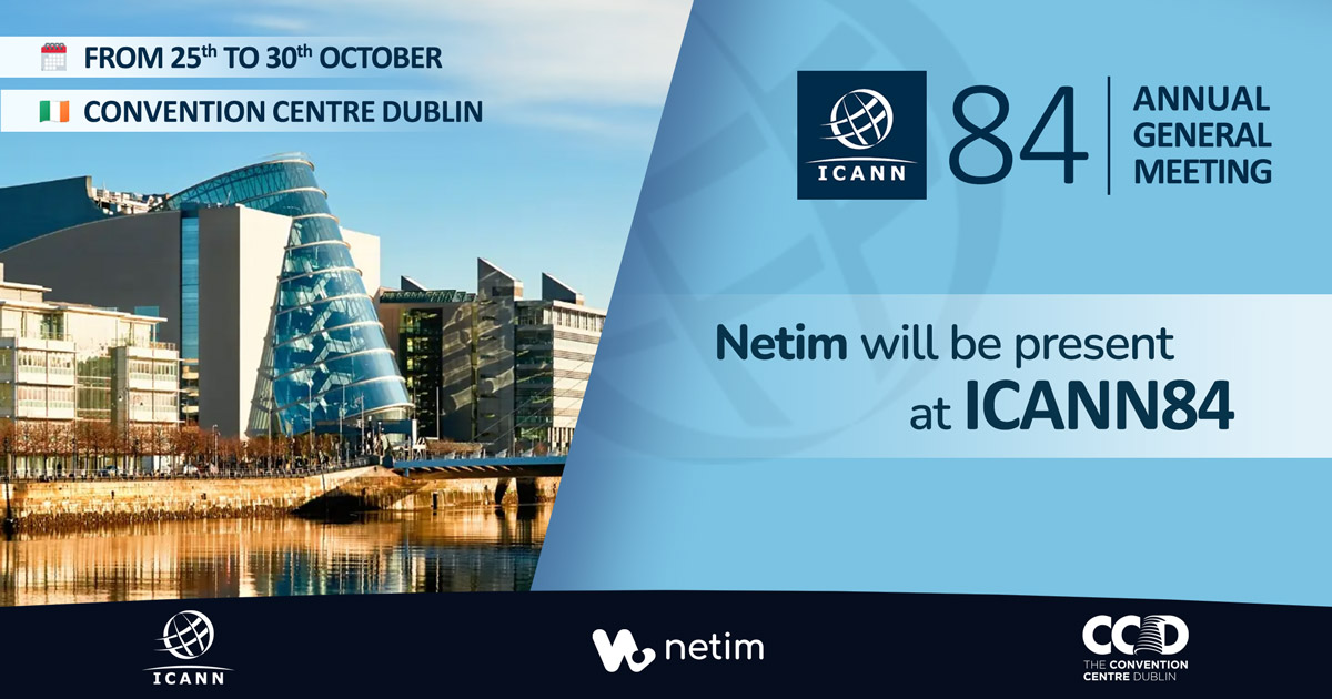 🌐 Netim at #ICANN84!

🗓️ The next <a href="/ICANN/">ICANN</a> Annual General Meeting will take place from 25 to 30 October at <a href="/TheCCD/">The Convention Centre Dublin</a> 🇮🇪

Our Chairman and Founder Bruno Vincent, our CEO Sébastien <a href="/Almiron/">Sébastien 🅰️lmiron</a>, our Head of Legal Carolann VOLMAT, and our Account Manager Cristina Sabando will be present at