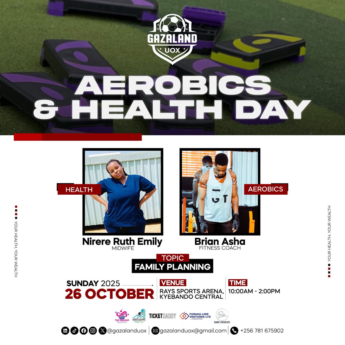 Aerobics and a health talk about family planning all for free as you’re having fun!!🤗

This Sunday we go again!
#GazalandUox