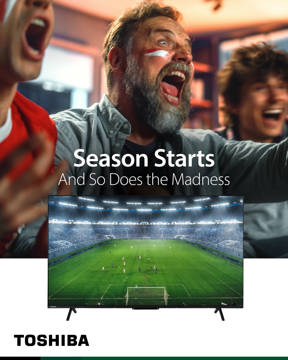 From big league goals to last-minute drama Toshiba TV brings the full stadium vibe into your living room.

It’s not just watching, it’s feeling every second.

#ToshibaTV #ToshibaTVEurope