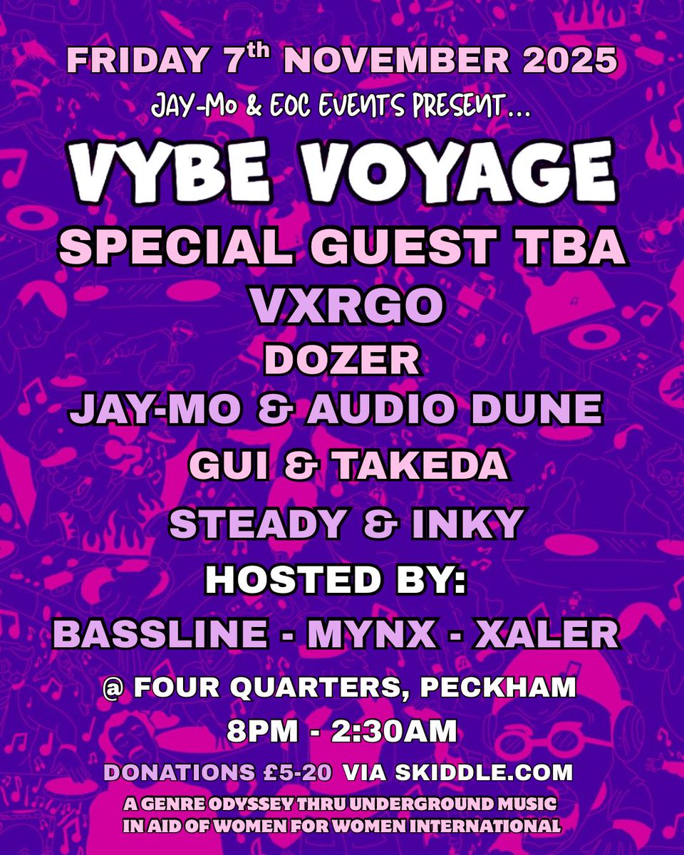 DozerDJ's tweet image. Catch me at Vybe Voyage at @fourquartersbar  Peckham on Friday 7th November, where I’ll be playing my debut live UKG set.

🎟️ Tiered tickets – pay what you can (£5–£20) 👉 

skiddle.com/e/41344033
