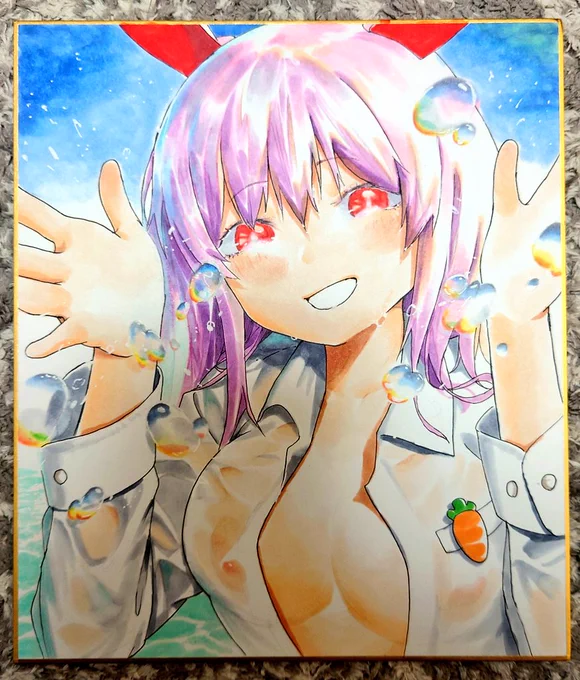 戦利品(一点物)③色紙 あはーじゃ()さんのあまりにも綺麗すぎるうどんげさん ついったでお写真見た時から呑まれていたので、まさかお迎えできるとは思っておらずものすごく嬉しい…綺麗すぎる… ……綺麗すぎる…(ためいき)( ˘ ꒳​ ˘ )