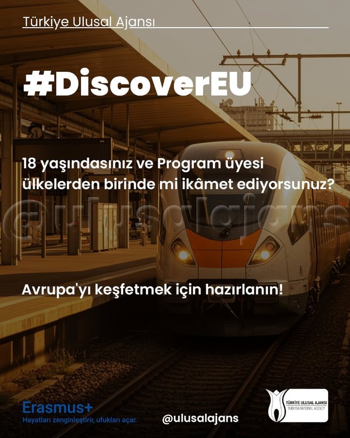 #DiscoverEU ile Avrupa’yı keşfetmeye hazır mısın?

🗓️ Son Başvuru Tarihi: 13 Kasım 2025

💻 Başvuru Adresi: youth.europa.eu/discovereu_en