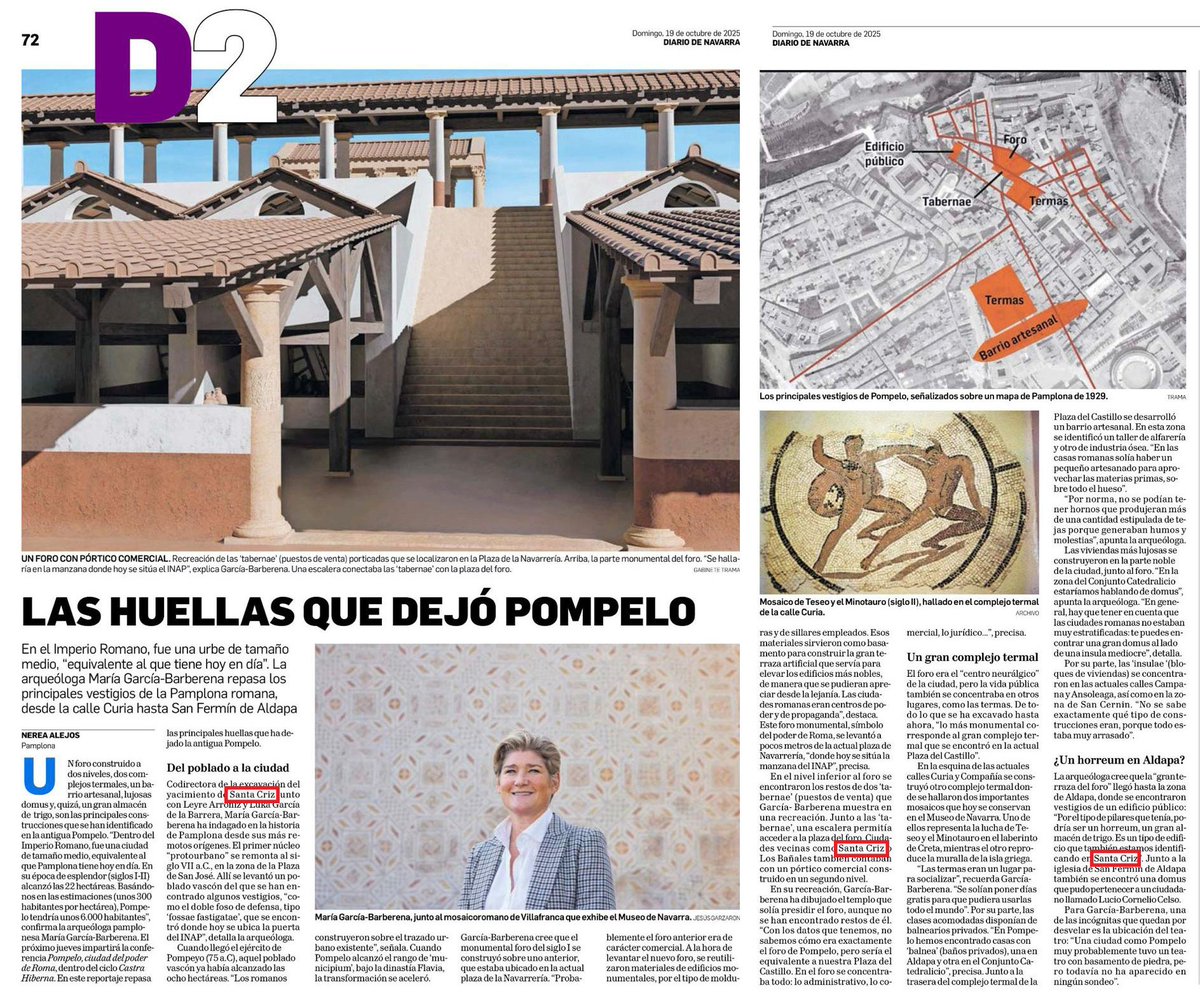 Se hablaba mucho de Santa Criz de Eslava ayer en este reportaje de <a href="/DiariodeNavarra/">Diario de Navarra</a> nacido de una conversación con nuestra arqueóloga María García-Barberena sobre la antigua ciudad romana de 𝘗𝘰𝘮𝘱𝘦𝘭𝘰.