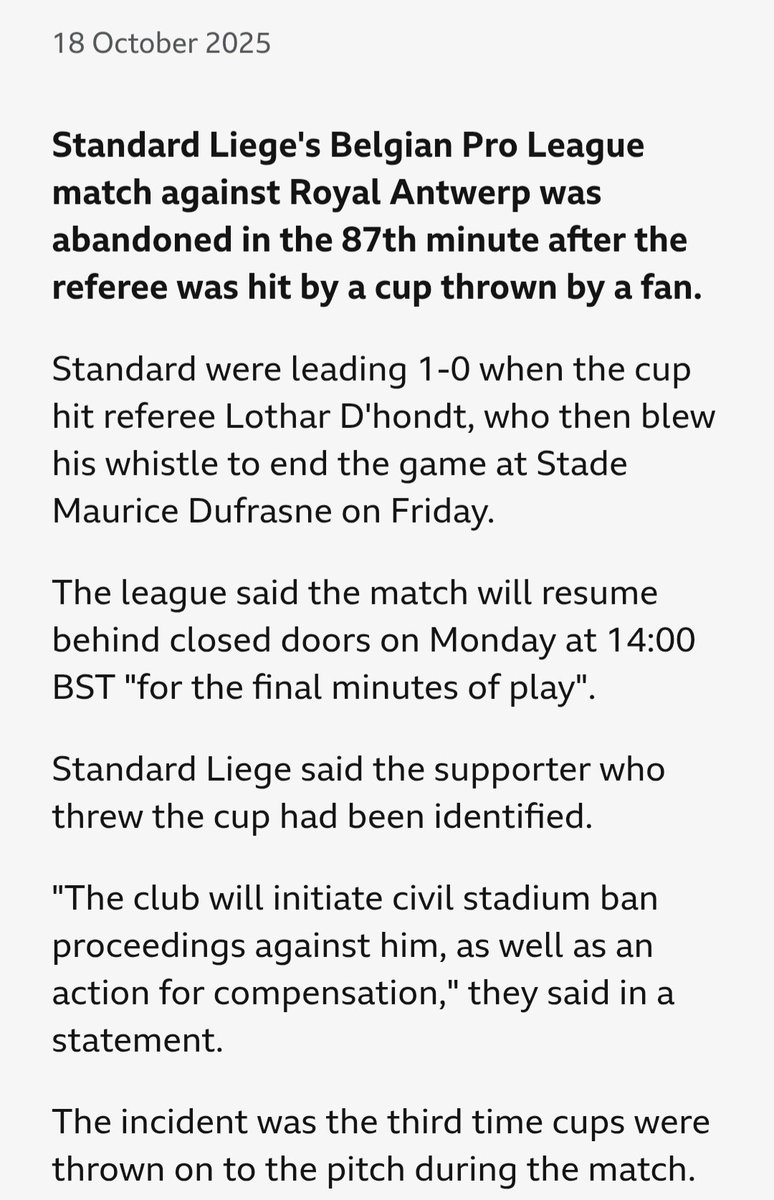 OutisOutis67373's tweet image. רק לפני יומיים נזרקה כוס על השופט במשחק בליגה הבלגית והמשחק פוצץ
ימשיך היום מאותה נקודה וללא קהל
ופה יספרו שהפסד טכני זה עונש לגיטימי וראוי
אין בדיחה כמו הכדורגל הישראלי ומי שמנהל אותו