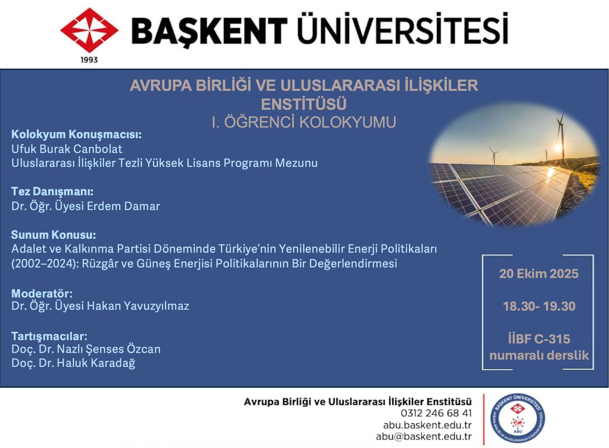 Başkent Ü. AB ve Uluslararası İlişkiler Enstitüsü tweet media