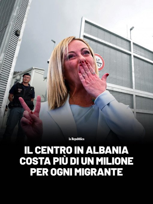 tippidi's tweet photo. @GiorgiaMeloni FUN-ZIO-NE-RAN-NO 
FUN-ZIO-NE-RAN-NO 
FUN-ZIO-NE-RAN-NO 
150 migranti,  
32 rimpatri, 
41 milioni di euro.  
Un anno dei centri in Albania in numeri
---BASHIONI--- https://t.co/ccXke8lezJ