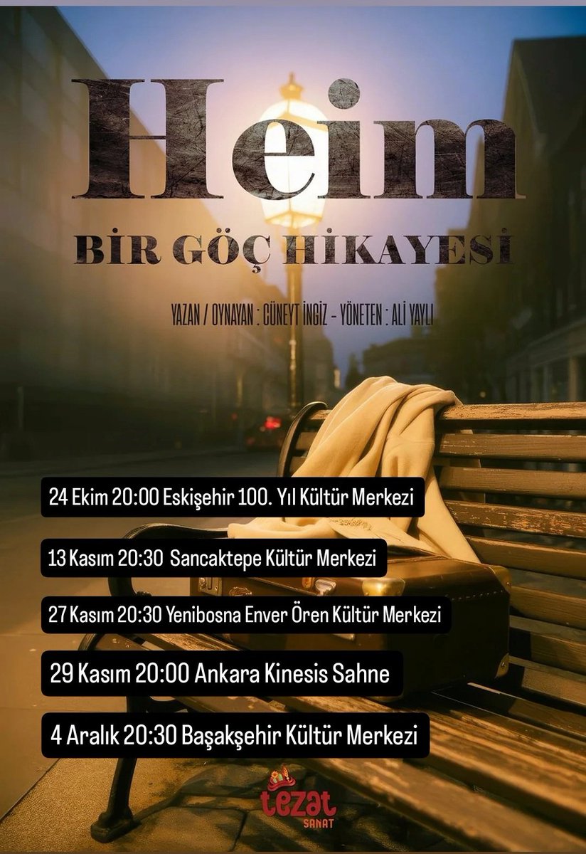 60'lı 70'li yıllarda Almanya'ya işçi olarak giden Türklerin hikayesini anlatan oyunumuz sizleri bekliyor. 

#Almanya 
#gasterbeiter 
#almanyadakitürkler
#gurbetçi 
#tiyatro 
#etkinlik