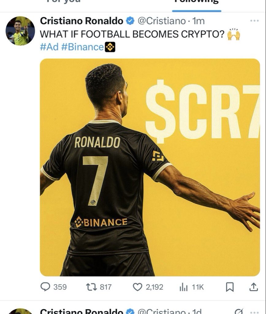 jatingupta0003's tweet photo. B0000000000000000OM!!! 💥

Mr. Ronaldo just teased his coin $#CR7 in his post - question now is: WHEN will he drop the CA?! 👀🔥

🔗 Official Presale: https://t.co/rI9plgk3zc
📯 Telegram: https://t.co/K6n8grvc7D

My team got early insider access to the presale - once Ronaldo posts that CA, it’s going to explode. 🚀

Still not following me? You’re about to miss the biggest moment in crypto history.