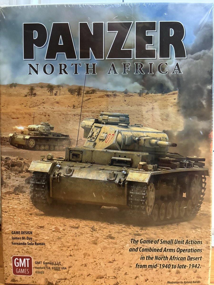 yuji_109's tweet photo. #シミュレーションボードゲーム
#GMT
PANZER NORTH AFRICA
国内ショップ在庫切れだったので海外から購入しました
箱絵がカッコいいです https://t.co/mNYjKpJ68o
