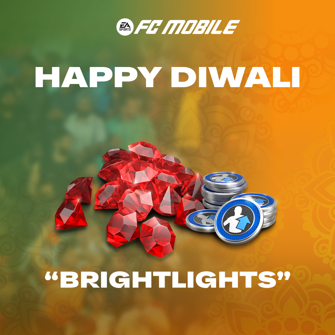Wishing the FC Mobile Community a bright and joyful Diwali! 🪔

Celebrate and grab your Gems and Rank Up Points using code BRIGHTLIGHTS. 🎁

🔗 redeem.fcm.ea.com/?redeemCode=BR…