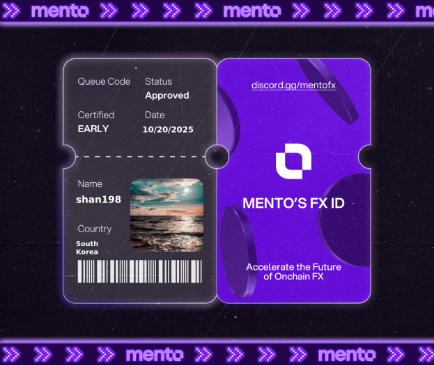 huagui16's tweet photo. $7.5T moves daily in TradFi FX. 

Now it moves onchain with @MentoLabs, and I’m part of it.

Claimed my FX ID.

Claimed my FX ID. You? 

 → https://t.co/t8BPGjUX9X https://t.co/FM6XOd6NaA