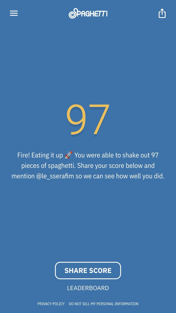 LESSERAFIM_BTS's tweet image. #spaghettigame ⭐⭐⭐⭐⭐ 🍝 97 noodles
Fire! Eating it up 🚀
spaghettigame.com
lolll