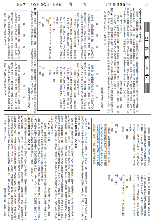 緊急避妊薬レボノルゲストレルが処方箋医薬品はずれました。
要指導医薬品に指定されました。