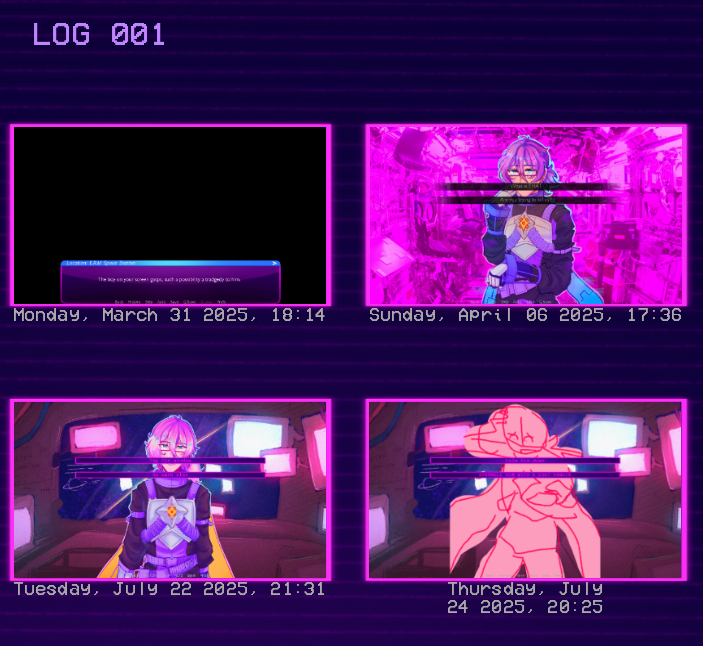Calipso_DEV's tweet image. i like how renpy keeps my save thumbnails from earlier builds lol
