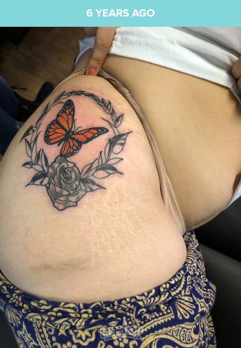 mariaapizzo's tweet photo. The evolution of my first tattoo which i got 6 years ago today. 

This tattoo is to honor my late cousin who passed away over 10 years ago already. 

Moral of the story: Mourning is forever. Get tattoos. They’re forever too. https://t.co/z6BWgeGDDG