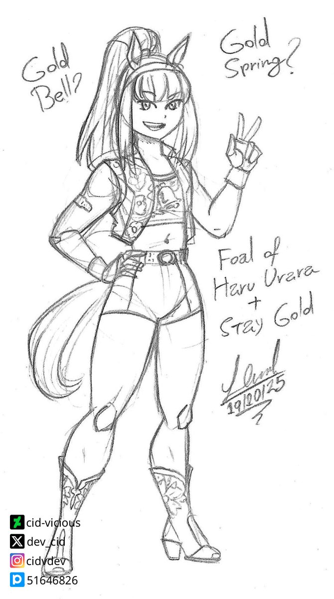 Haru never had the chance to have offspring due to her witch of an owner, but just imagine the possibilities...

#UMPD #umamusumeprettyderby #haruurara #staygold #headcanon