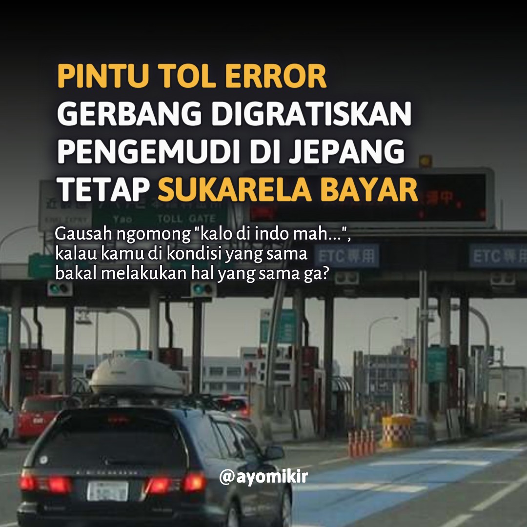 ayomikirreal's tweet photo. Pintu Tol Error di Jepang, Tapi Pengemudi Tetap Sukarela Bayar

1/ 🚨 Pada 8 April 2025, sistem ETC (Electronic Toll Collection) di Jepang lumpuh selama 38 jam. 106 gerbang tol dari Tokyo hingga prefektur Mie harus dibuka supaya kendaraan tetap bisa lewat. https://t.co/nzZRc8TXPF