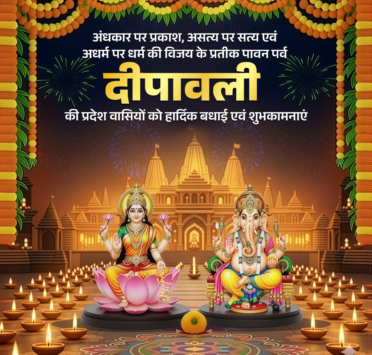 sranvijaysingh's tweet image. सभी देशवासियों को दीपावली की हार्दिक शुभकामनाएं। प्रकाश का यह पावन पर्व हर किसी के जीवन को सुख-समृद्धि और सौहार्द से आलोकित करे, यही कामना है।