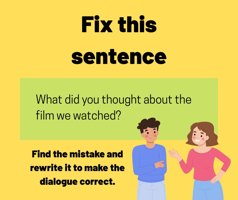 tedielts's tweet image. Here's your first #grammar challenge of the week.
Try to figure out what's wrong and rewrite the sentence to make it correct.