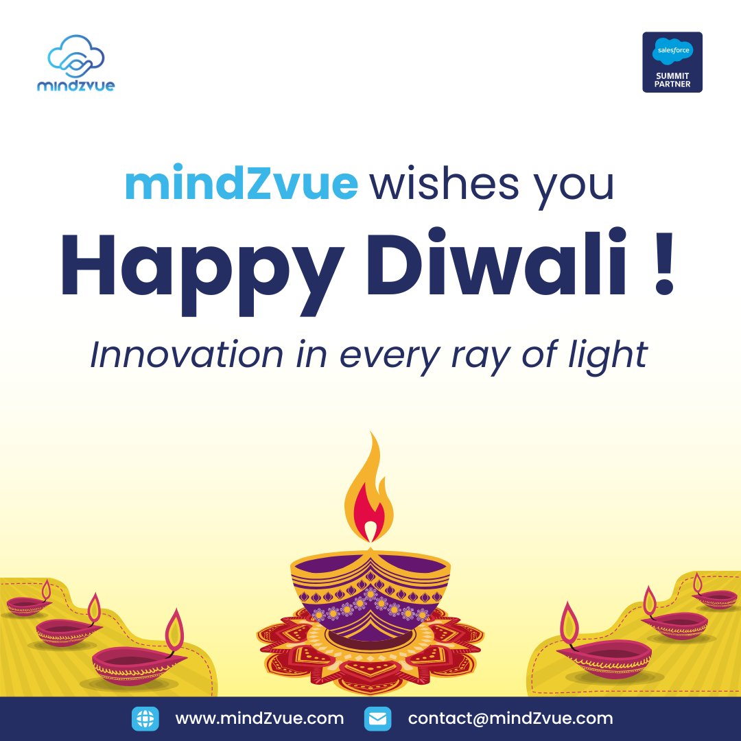 MindZvue's tweet image. This Diwali, may your ideas glow with clarity and purpose. Illuminating paths of change, progress, and possibility.🪔
mindZvue wishes you a innovation-powered Diwali! 🌟
#mindZvue #SummitPartner #Salesforce #Innovation #HappyDiwali #Diwali
