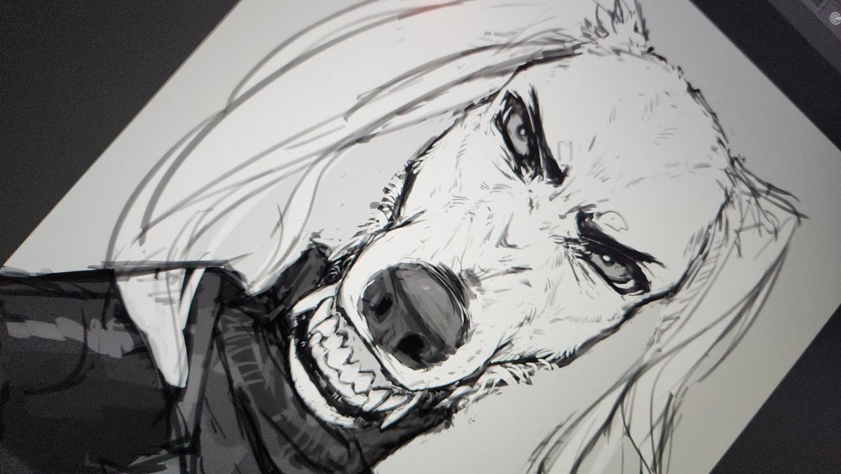 Headshot commission wip grrrr 🦷🐕