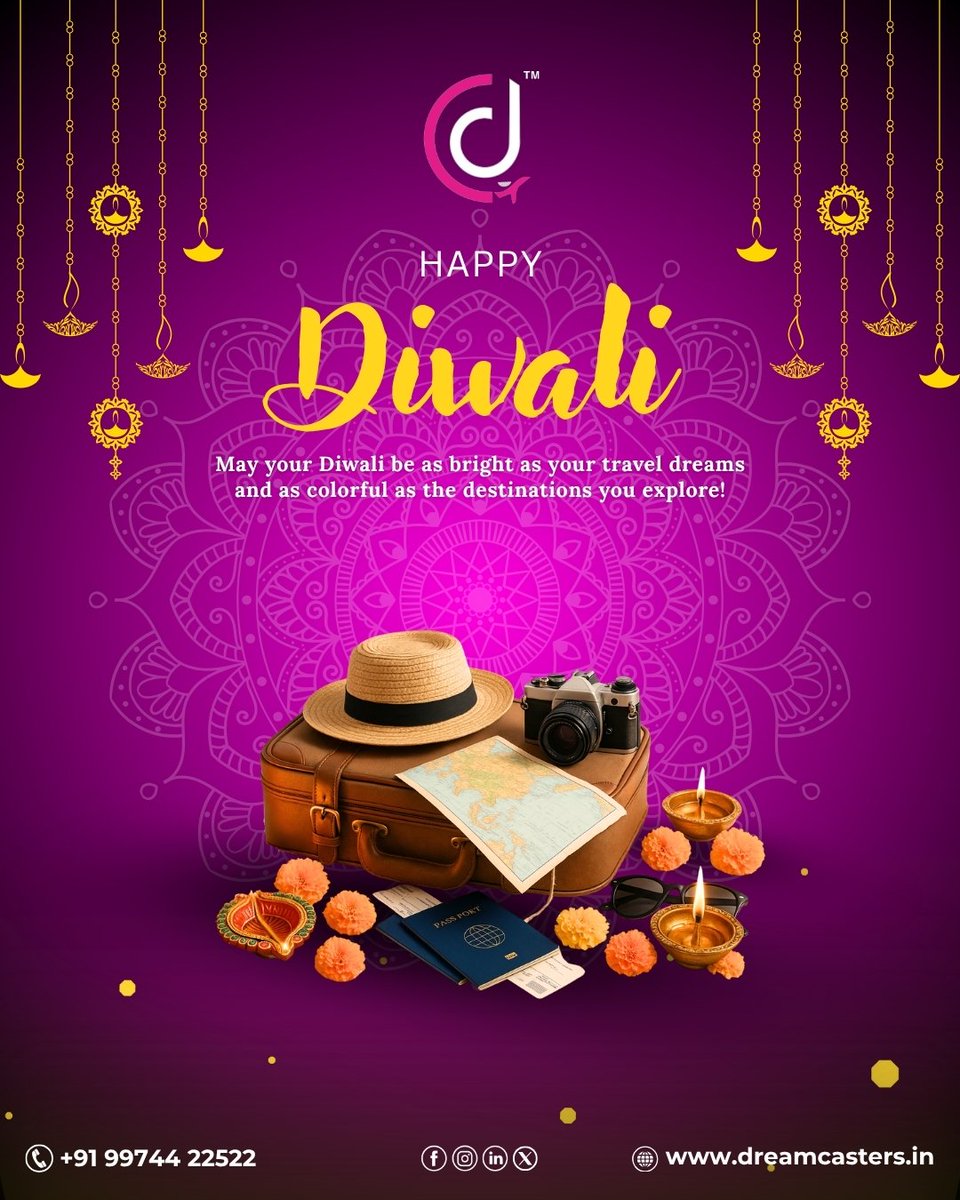dreamcastersIn's tweet image. May your Diwali be as bright as your travel dreams and as colorful as the destinations you explore. 🌍💫

#DreamCasters #HappyDiwali #DiwaliWithDreamCasters #FestiveTravel #DiwaliGetaways #FestivalOfLights #TravelWithDreamCasters #WanderlustIndia #ExploreWithUs #TravelGoals