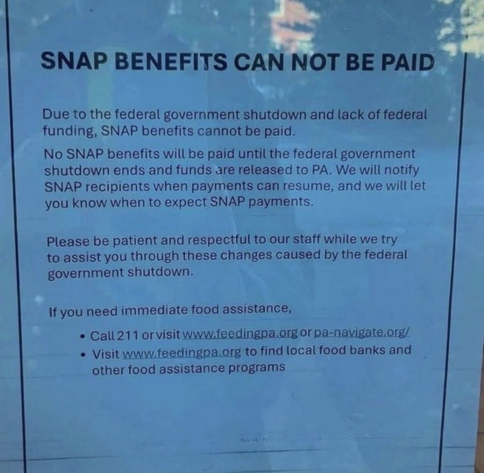 AmyCPhotos's tweet photo. Pennsylvania on November 1st
#FoodStamps #NotReloaded #GotoWork https://t.co/8XSlJqVbXK