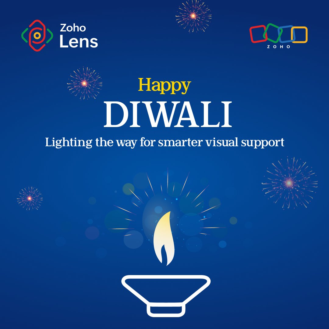 ZohoLens's tweet image. 𝑩𝒓𝒊𝒈𝒉𝒕 𝒊𝒅𝒆𝒂𝒔. 𝑪𝒍𝒆𝒂𝒓𝒆𝒓 𝒗𝒊𝒔𝒊𝒐𝒏. 𝑺𝒎𝒂𝒓𝒕𝒆𝒓 𝒔𝒖𝒑𝒑𝒐𝒓𝒕.  

This Festival of Lights, we’re celebrating the power of seeing clearly, no matter the distance.  

Happy Diwali from 𝗭𝗼𝗵𝗼 𝗟𝗲𝗻𝘀!  

#Zoho #AR #RemoteSupport #MadeInIndia