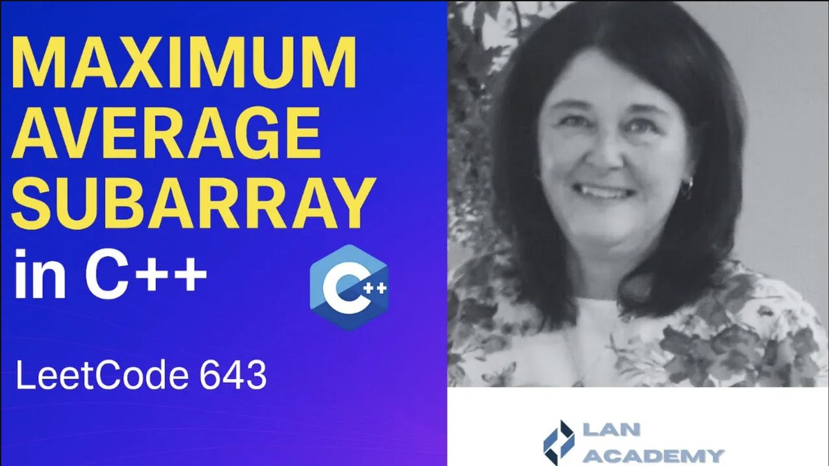 SolutionsLan's tweet image. Find the subarray with the maximum average — fast and clean!
LeetCode 643 | C++ Sliding Window
💡 Intuition + Code + Visualization in &amp;lt;5 min
🎥 Watch now →
 youtube.com/watch?v=AcRBan…

#LeetCode #CPlusPlus #SlidingWindow #Algorithms #DSA #CodingInterview #LANAcademy