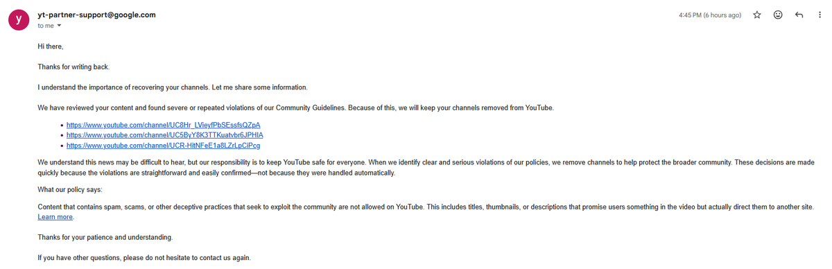 VicoWYD's tweet photo. @FelixSchlang @TeamYouTube I keep trying to appeal and they keep giving the same automated response, Like bro all i want to do is grind https://t.co/QYtnaGpNdv