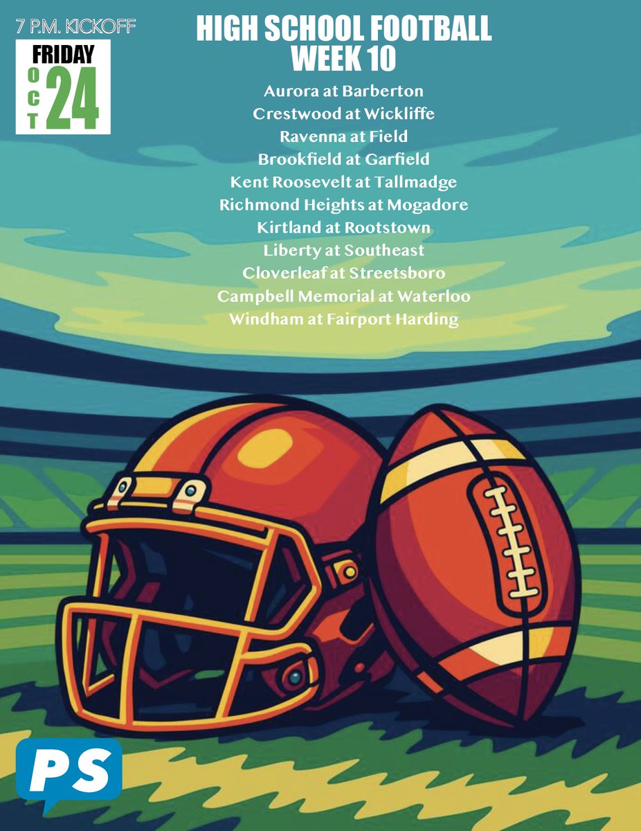 HIGH SCHOOL FOOTBALL
WEEK 10 SCHEDULE
FRIDAY, OCT. 24, 2025
