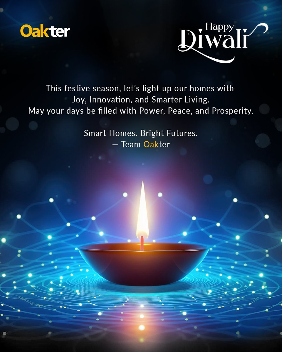 ✨ Light up your Diwali with the Power of Smart Living! ✨This festive season, let Technology and Tradition shine together. Wishing you a Bright, Connected, and Joyful Diwali! 💡
— Team Oakter 🪔💙
#HappyDiwali #SmartLiving #Oakter