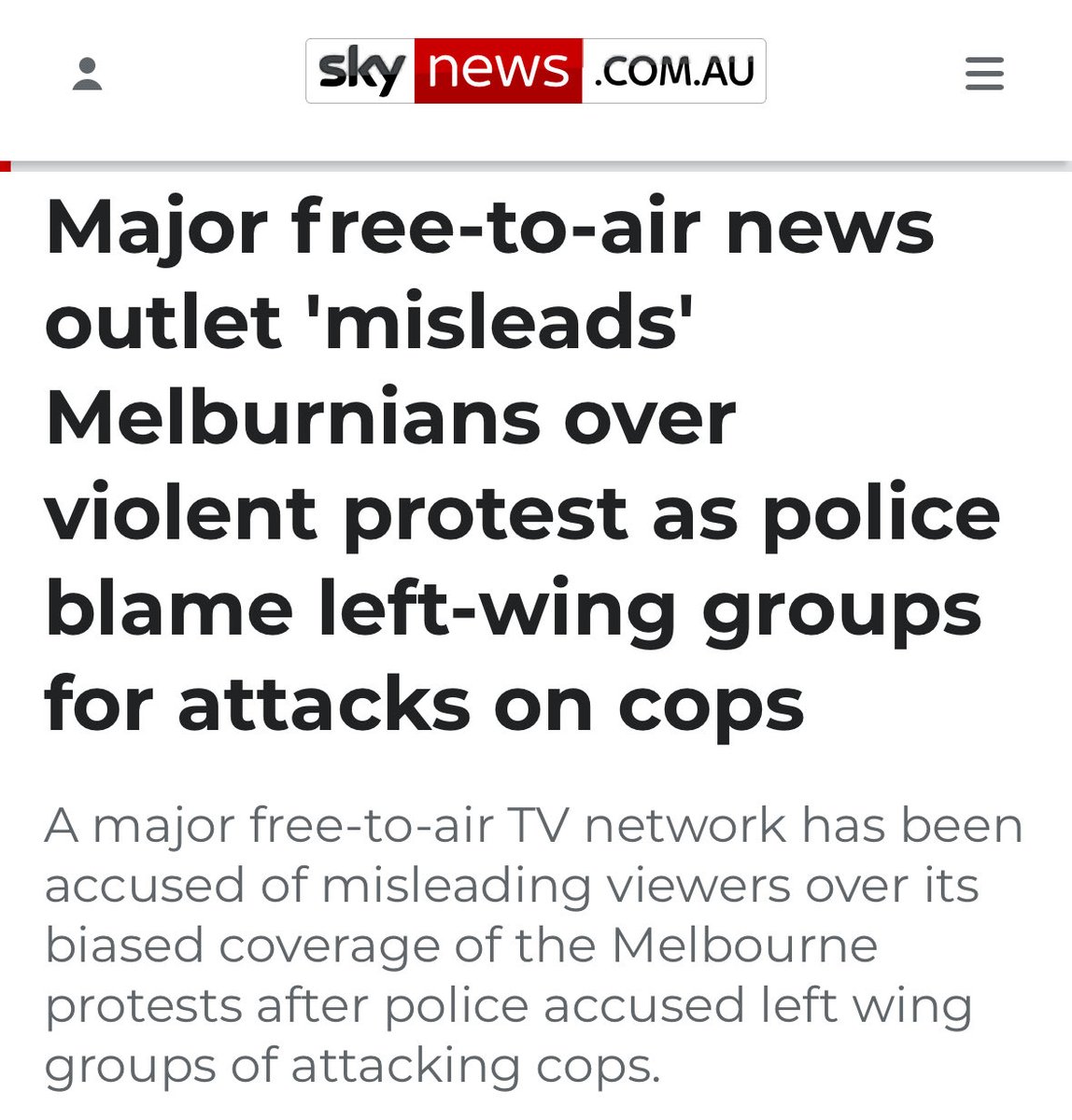 Deliberate lies and obfuscation to cover up or minimise Leftwing violence. 
skynews.com.au/australia-news…