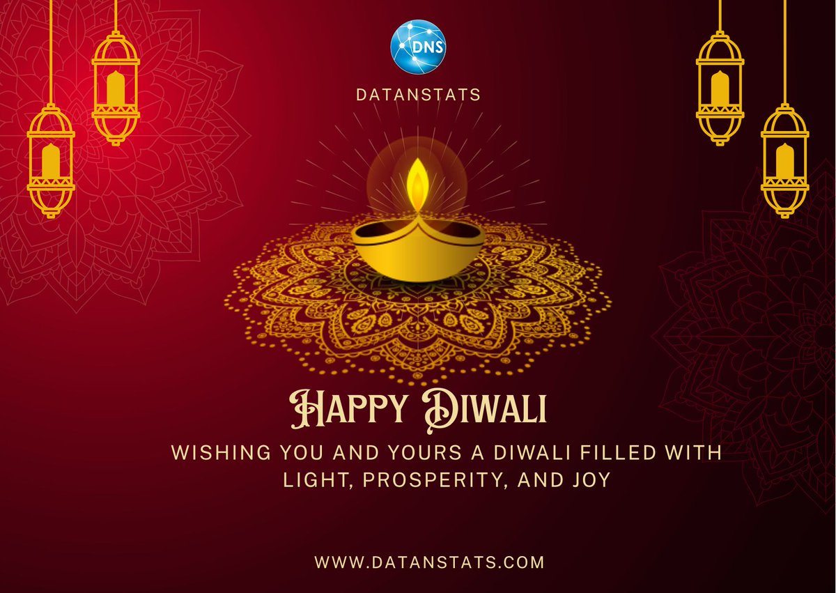 DataNStatsIN's tweet image. #HappyDiwali ! As the Festival of Lights begins, we wish our entire network—clients, partners, &amp;amp; colleagues—a season of prosperity, growth, &amp;amp; joy.  May this Diwali illuminate your path to even greater success and bring new opportunities.   #Diwali2025 #Diwali

@DataNStatsIN